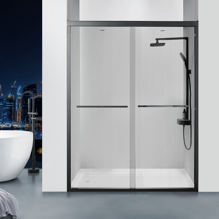 BESTGO 06 Laminated Glass Shower Doors Bypass Double Sliding Framed Shower Enclosure