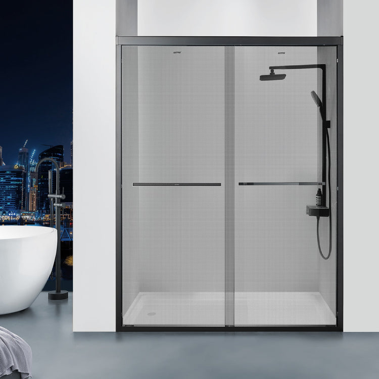 BESTGO Laminated Glass Shower Doors Bypass Double Sliding Framed Shower Enclosure