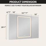 BESTGO Lighted Medicine Cabinets 40x30 inch LED Medicine Cabinet Mirror for Bathroom White Aluminum Surface Mount Anti-fogger Function 3 Color Temperature Adjustable Brightness