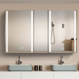 BESTGO Medicine Cabinets 50 WX30 H Lighted LED Mirror Medicine Cabinet for Bathroom Three Doors Modern Medicine Cabinet with Lights Anti-fogger 3 Color Lights Dimmable Brightness