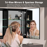 BESTGO Medicine Cabinets 50X30 LED Medicine Cabinet with Mirror for Bathroom 3 Color Lights Dimmable Brightness Anti Fogger Function Modern Design Lighted Medicine Cabinet