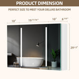BESTGO Medicine Cabinets 40 W X 30 H LED Medicine Cabinet with Mirror for Bathroom Double Doors Modern 3X Magnifying Mirror Medicine Cabinet with Lights 3 Color Lights Dimmable Brightness