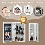 BESTGO Medicine Cabinets 40 W X 30 H LED Medicine Cabinet with Mirror for Bathroom Double Doors Modern 3X Magnifying Mirror Medicine Cabinet with Lights 3 Color Lights Dimmable Brightness