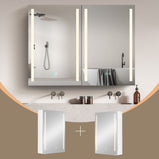 BESTGO Medicine Cabinets 40 W X 30 H LED Medicine Cabinet with Mirror for Bathroom Double Doors Modern Medicine Cabinet with Lights Anti-fogger 3 Color Lights Dimmable Brightness with Big Storage