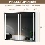 BESTGO Medicine Cabinets 40 W X 30 H LED Medicine Cabinet with Mirror for Bathroom Double Doors Modern Medicine Cabinet with Lights Anti-fogger 3 Color Lights Dimmable Brightness with Big Storage