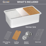 BESTGO White Kitchen Sink 33 X22 Fireclay Undermount Workstation Sink Drop In Kitchen Sink Large Deep Modern Sink with Accessaries Bottom Grid and Kitchen Sink Drain