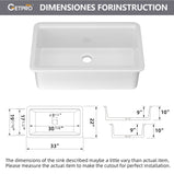 BESTGO White Kitchen Sink 33 X22 Fireclay Undermount Workstation Sink Drop In Kitchen Sink Large Deep Modern Sink with Accessaries Bottom Grid and Kitchen Sink Drain