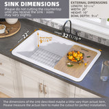 BESTGO White Kitchen Sink 33 X22 Fireclay Undermount Workstation Sink Drop In Kitchen Sink Large Deep Modern Sink with Accessaries Bottom Grid and Kitchen Sink Drain