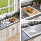 BESTGO White Kitchen Sink 33 X22 Fireclay Undermount Workstation Sink Drop In Kitchen Sink Large Deep Modern Sink with Accessaries Bottom Grid and Kitchen Sink Drain
