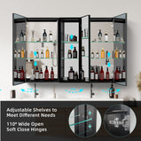BESTGO Medicine Cabinets 50 WX30 H Lighted LED Mirror Medicine Cabinet for Bathroom Three Doors Modern Medicine Cabinet with Lights Anti-fogger 3 Color Lights Dimmable Brightness