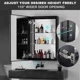 BESTGO 60X30 Medicine Cabinets LED Lighted Bathroom Medicine Cabinet with Anti-fogger 3 Color Lights Dimmable Brightness Oversized Modern Medicine Cabinet Black Alumimum Waterproof