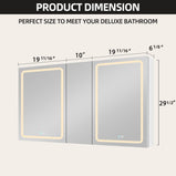 BESTGO Lighted Medicine Cabinets 50x30 inch LED Medicine Cabinet Mirror for Bathroom White Aluminum Surface Mount Anti-fogger Function 3 Color Temperature Adjustable Brightness