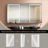 BESTGO Lighted Medicine Cabinets 50x30 inch LED Medicine Cabinet Mirror for Bathroom White Aluminum Surface Mount Anti-fogger Function 3 Color Temperature Adjustable Brightness