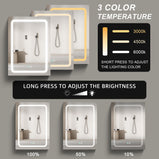 BESTGO Lighted Medicine Cabinets 50x30 inch LED Medicine Cabinet Mirror for Bathroom White Aluminum Surface Mount Anti-fogger Function 3 Color Temperature Adjustable Brightness