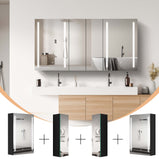 BESTGO 60X30 Medicine Cabinets LED Lighted Bathroom Medicine Cabinet with Anti-fogger 3 Color Lights Dimmable Brightness Oversized Modern Medicine Cabinet Black Alumimum Waterproof
