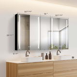BESTGO Medicine Cabinets 50 WX30 H Lighted LED Mirror Medicine Cabinet for Bathroom Three Doors Modern Medicine Cabinet with Lights Anti-fogger 3 Color Lights Dimmable Brightness