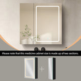 BESTGO 30x30 inch Lighted Medicine Cabinets LED Medicine Cabinet Mirror for Bathroom Black Aluminum Surface Mount Anti-fogger Function 3 Color Temperature Adjustable Brightness