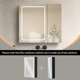BESTGO 30x30 inch Lighted Medicine Cabinets LED Medicine Cabinet Mirror for Bathroom Black Aluminum Surface Mount Anti-fogger Function 3 Color Temperature Adjustable Brightness