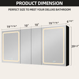 BESTGO Lighted Medicine Cabinets 60x30 inch LED Medicine Cabinet Mirror for Bathroom Black Aluminum Surface Mount Anti-fogger Function 3 Color Temperature Adjustable Brightness