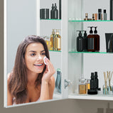 BESTGO Lighted Medicine Cabinets 50x30 inch LED Medicine Cabinet Mirror for Bathroom White Aluminum Surface Mount Anti-fogger Function 3 Color Temperature Adjustable Brightness