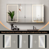 BESTGO Lighted Medicine Cabinets 60x30 inch LED Medicine Cabinet Mirror for Bathroom Black Aluminum Surface Mount Anti-fogger Function 3 Color Temperature Adjustable Brightness