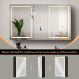 BESTGO Lighted Medicine Cabinets 50x30 inch LED Medicine Cabinet Mirror for Bathroom Black Aluminum Surface Mount Anti-fogger Function 3 Color Temperature Adjustable Brightness