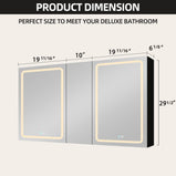 BESTGO Lighted Medicine Cabinets 50x30 inch LED Medicine Cabinet Mirror for Bathroom Black Aluminum Surface Mount Anti-fogger Function 3 Color Temperature Adjustable Brightness