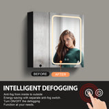 BESTGO 30x30 inch Lighted Medicine Cabinets LED Medicine Cabinet Mirror for Bathroom Black Aluminum Surface Mount Anti-fogger Function 3 Color Temperature Adjustable Brightness