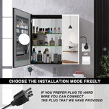 BESTGO LED Lighted Medicine Cabinet with Mirror for Bathroom 30x30 Double Door Surface Wall Mount Flip-Out Magnifying Mirror Door Storage Defogger 3 Color Lighting Dimmer Medicine Cabinets Black