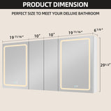 BESTGO Lighted Medicine Cabinets 60x30 inch LED Medicine Cabinet Mirror for Bathroom White Aluminum Surface Mount Anti-fogger Function 3 Color Temperature Adjustable Brightness
