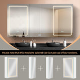 BESTGO Lighted Medicine Cabinets 60x30 inch LED Medicine Cabinet Mirror for Bathroom White Aluminum Surface Mount Anti-fogger Function 3 Color Temperature Adjustable Brightness