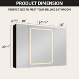 BESTGO Lighted Medicine Cabinets 40x30 inch LED Medicine Cabinet Mirror for Bathroom Black Aluminum Surface Mount Anti-fogger Function 3 Color Temperature Adjustable Brightness