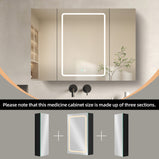 BESTGO Lighted Medicine Cabinets 40x30 inch LED Medicine Cabinet Mirror for Bathroom Black Aluminum Surface Mount Anti-fogger Function 3 Color Temperature Adjustable Brightness