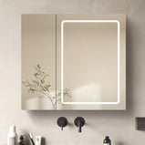 BESTGO 30x30 inch Lighted Medicine Cabinets LED Medicine Cabinet Mirror for Bathroom Black Aluminum Surface Mount Anti-fogger Function 3 Color Temperature Adjustable Brightness