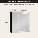 BESTGO 30x30 inch Lighted Medicine Cabinets LED Medicine Cabinet Mirror for Bathroom Black Aluminum Surface Mount Anti-fogger Function 3 Color Temperature Adjustable Brightness