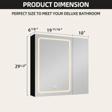 BESTGO 30x30 inch Lighted Medicine Cabinets LED Medicine Cabinet Mirror for Bathroom Black Aluminum Surface Mount Anti-fogger Function 3 Color Temperature Adjustable Brightness