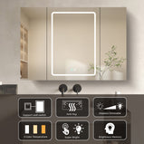 BESTGO Lighted Medicine Cabinets 40x30 inch LED Medicine Cabinet Mirror for Bathroom Black Aluminum Surface Mount Anti-fogger Function 3 Color Temperature Adjustable Brightness