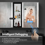 BESTGO Medicine Cabinets 50X30 LED Medicine Cabinet with Mirror for Bathroom 3 Color Lights Dimmable Brightness Anti Fogger Function Modern Design Lighted Medicine Cabinet