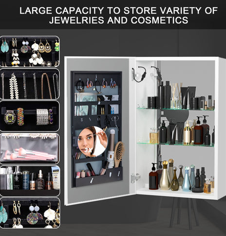 BESTGO Medicine Cabinets 60X30 LED Lighted Bathroom Medicine Cabinet 3X Magnifying Mirror Anti-fogger Dimmable Light Brightness Large Modern 3 Doors Medicine Cabinet White Alumimum Waterproof