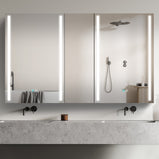 BESTGO Medicine Cabinets 50 W X 30 H LED Medicine Cabinet with Mirror for Bathroom Double Doors Modern Medicine Cabinet with Lights Anti-fogger 3 Color Lights Dimmable Brightness with Big Storage