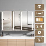 BESTGO Medicine Cabinets 50 W X 30 H LED Medicine Cabinet with Mirror for Bathroom Double Doors Modern Medicine Cabinet with Lights Anti-fogger 3 Color Lights Dimmable Brightness with Big Storage
