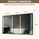 BESTGO Medicine Cabinets 50 W X 30 H LED Medicine Cabinet with Mirror for Bathroom Double Doors Modern Medicine Cabinet with Lights Anti-fogger 3 Color Lights Dimmable Brightness with Big Storage