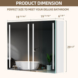 BESTGO Medicine Cabinets 40 X 30 LED Lighted Medicine Cabinet with Lights for Bathroom Double Doors Adjustable Height 3X Magnifying Mirror Anti-fogger 3 Color Lights Dimmable Brightness
