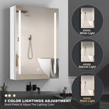 BESTGO LED Medicine Cabinet for Bathroom with Mirror 30x20 Lighted Medicine Cabinet Lights Adjustable Height Magnifying Mirror 3X Jewelry Organizer 3 Color Brightness Dimmable with Glass Shelves