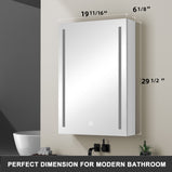 BESTGO LED Medicine Cabinet for Bathroom with Mirror 30x20 Lighted Medicine Cabinet Lights Adjustable Height Magnifying Mirror 3X Jewelry Organizer 3 Color Brightness Dimmable with Glass Shelves