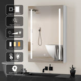 BESTGO LED Medicine Cabinet for Bathroom with Mirror 30x20 Lighted Medicine Cabinet Lights Adjustable Height Magnifying Mirror 3X Jewelry Organizer 3 Color Brightness Dimmable with Glass Shelves