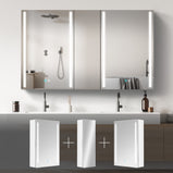 BESTGO Medicine Cabinets 50 W X 30 H LED Medicine Cabinet with Mirror for Bathroom Double Doors Modern Medicine Cabinet with Lights Anti-fogger 3 Color Lights Dimmable Brightness with Big Storage