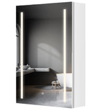 BESTGO LED Medicine Cabinet for Bathroom with Mirror 30x20 Lighted Medicine Cabinet Lights Adjustable Height Magnifying Mirror 3X Jewelry Organizer 3 Color Brightness Dimmable with Glass Shelves