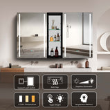 BESTGO Medicine Cabinets 50X30 LED Medicine Cabinet with Mirror for Bathroom 3 Color Lights Dimmable Brightness Anti Fogger Function Modern Design Lighted Medicine Cabinet