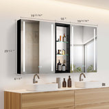 BESTGO Medicine Cabinets 50X30 LED Medicine Cabinet with Mirror for Bathroom 3 Color Lights Dimmable Brightness Anti Fogger Function Modern Design Lighted Medicine Cabinet